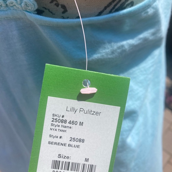 NWT Lilly Pulitzer Nya Tank Top/ Serene blue with fringe tassels/crochet t-back - Picture 5 of 10